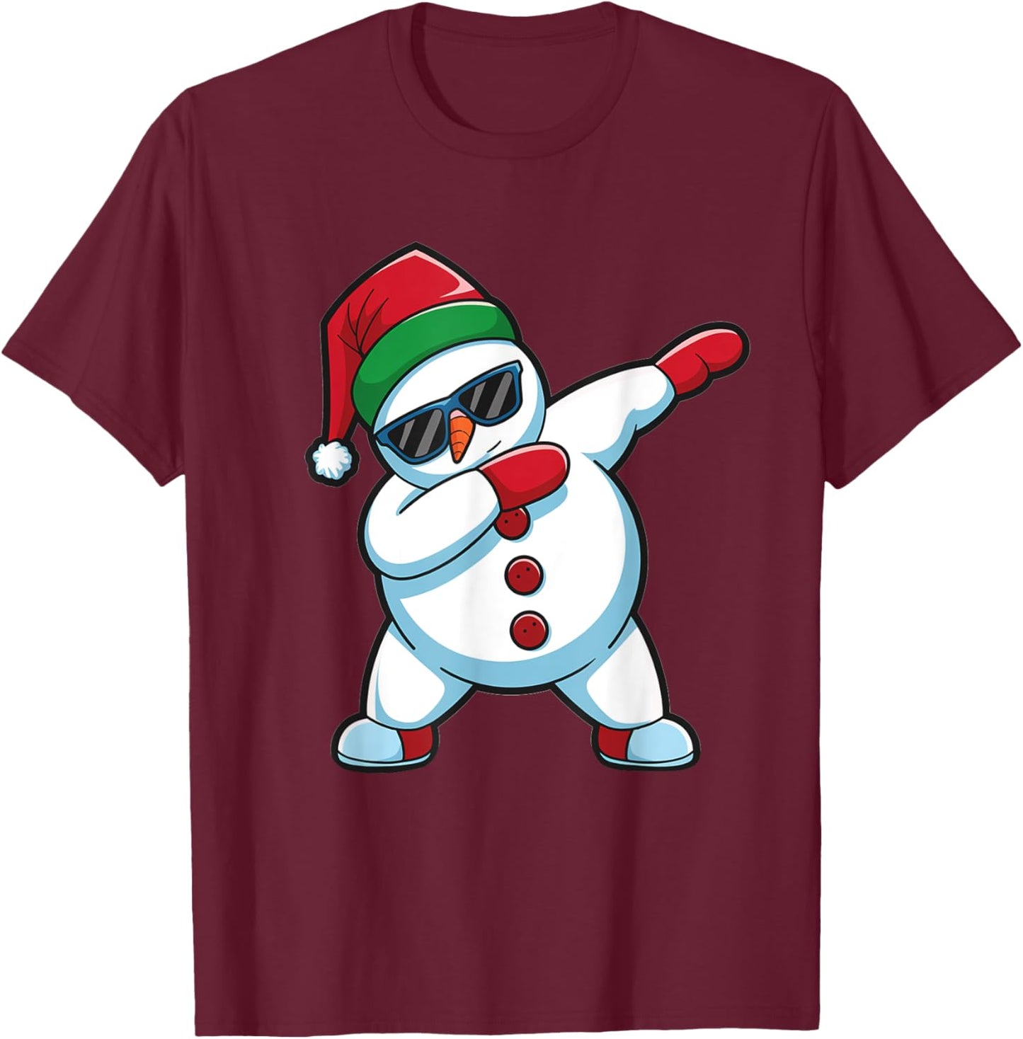 Dabbing Snowman Christmas Xmas T-Shirt - T-Shirt | Maroon