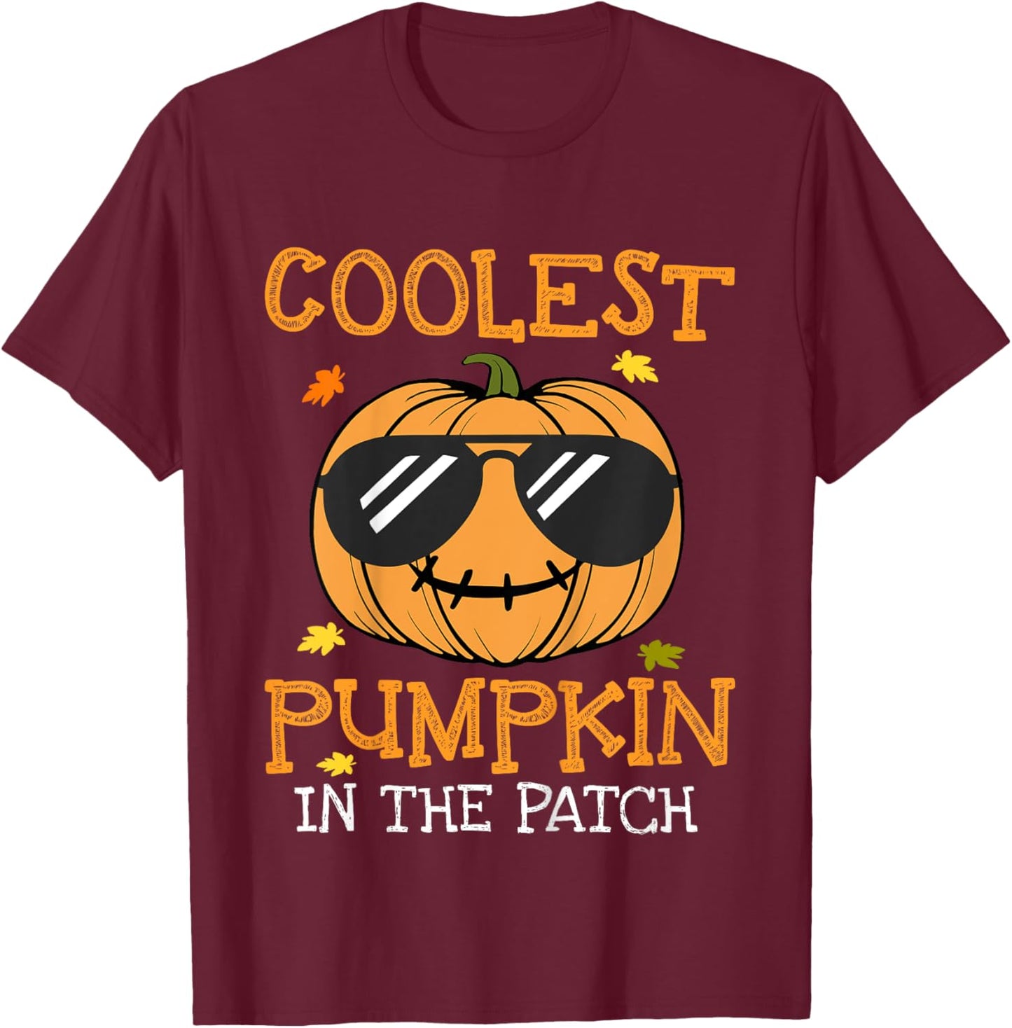 Kids Coolest Pumpkin In The Patch Halloween Costume Toddler Boys T-Shirt - T-Shirt | Maroon