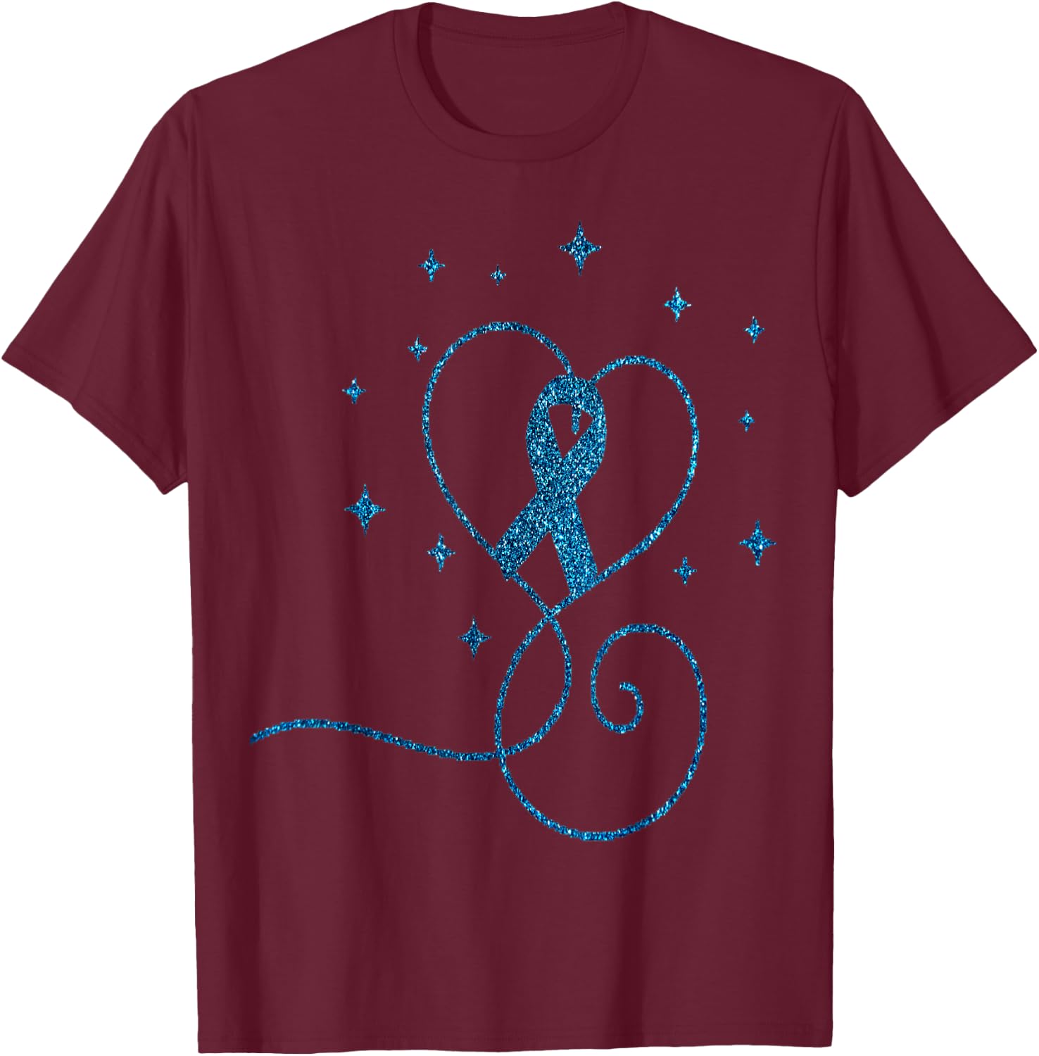 Colorectal Heart Blue Ribbon Colon Cancer Awareness Gift T-Shirt - T-Shirt | Maroon