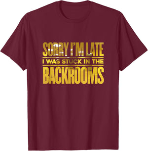 Stuck in Backrooms, Analog Horror Movie Liminal Creepypasta T-Shirt - T-Shirt | Maroon