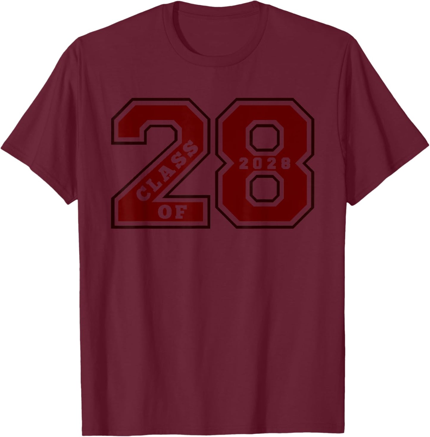Class of 2028 - Maroon Letterman Style Class of 28 Swag 1 T-Shirt - T-Shirt | Maroon