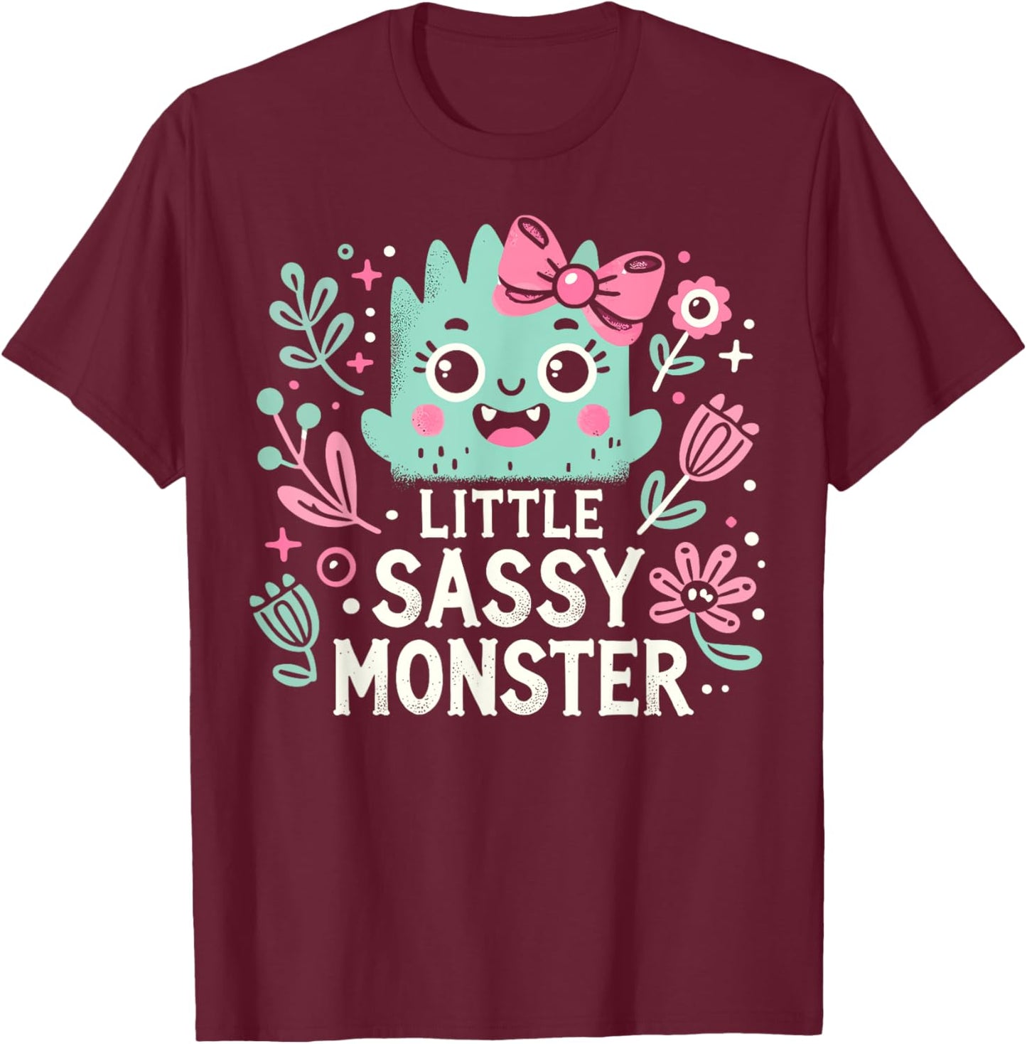 Kids Little Sassy Monster Halloween Costumes Toddler Girls T-Shirt - T-Shirt | Maroon