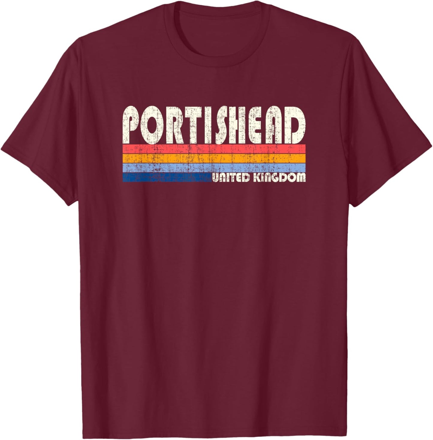 Retro Vintage 70er 80er Jahre Style Portishead, Großbritannien T-Shirt - T-Shirt | Maroon