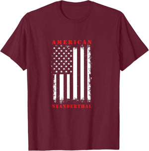 4th Of July US Flag Caveman American Neanderthal T-Shirt - T-Shirt | Maroon