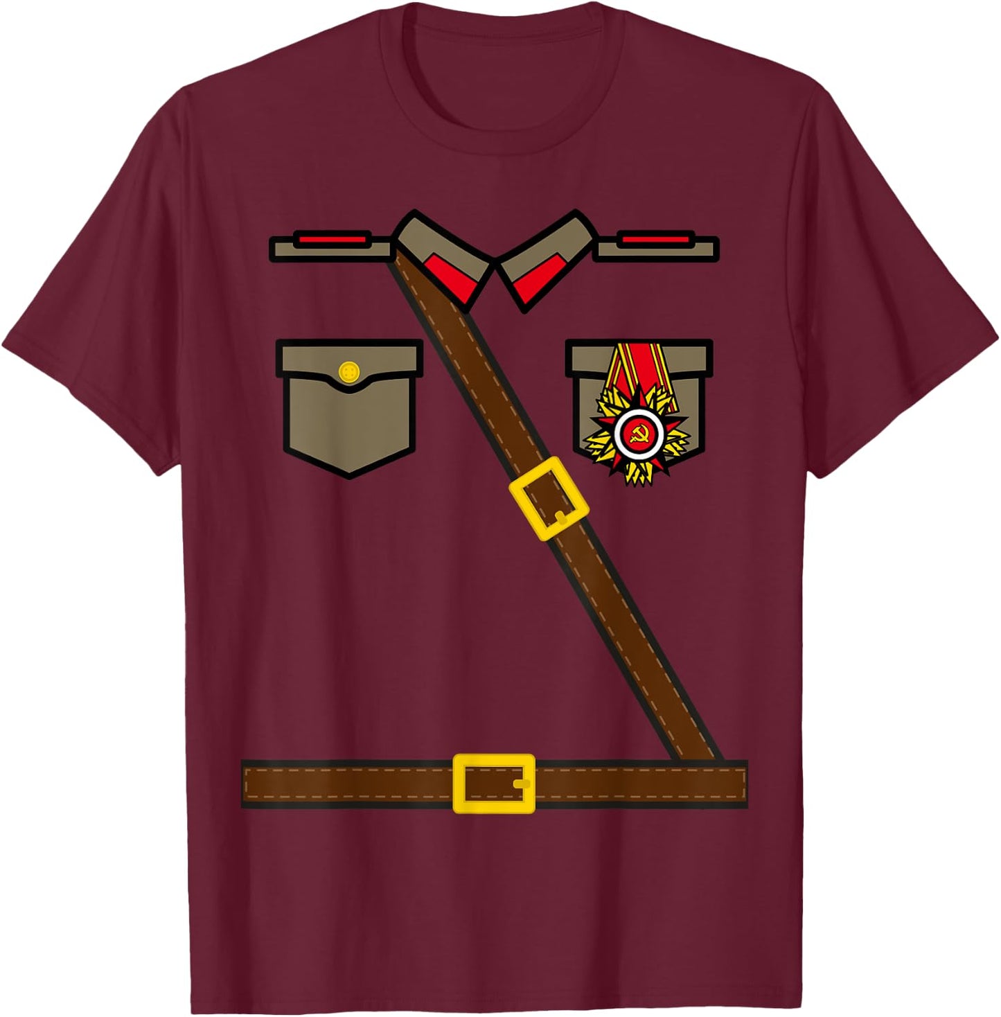 Russian Soldier Costume - USSR Communist Socialist Halloween T-Shirt - T-Shirt | Maroon