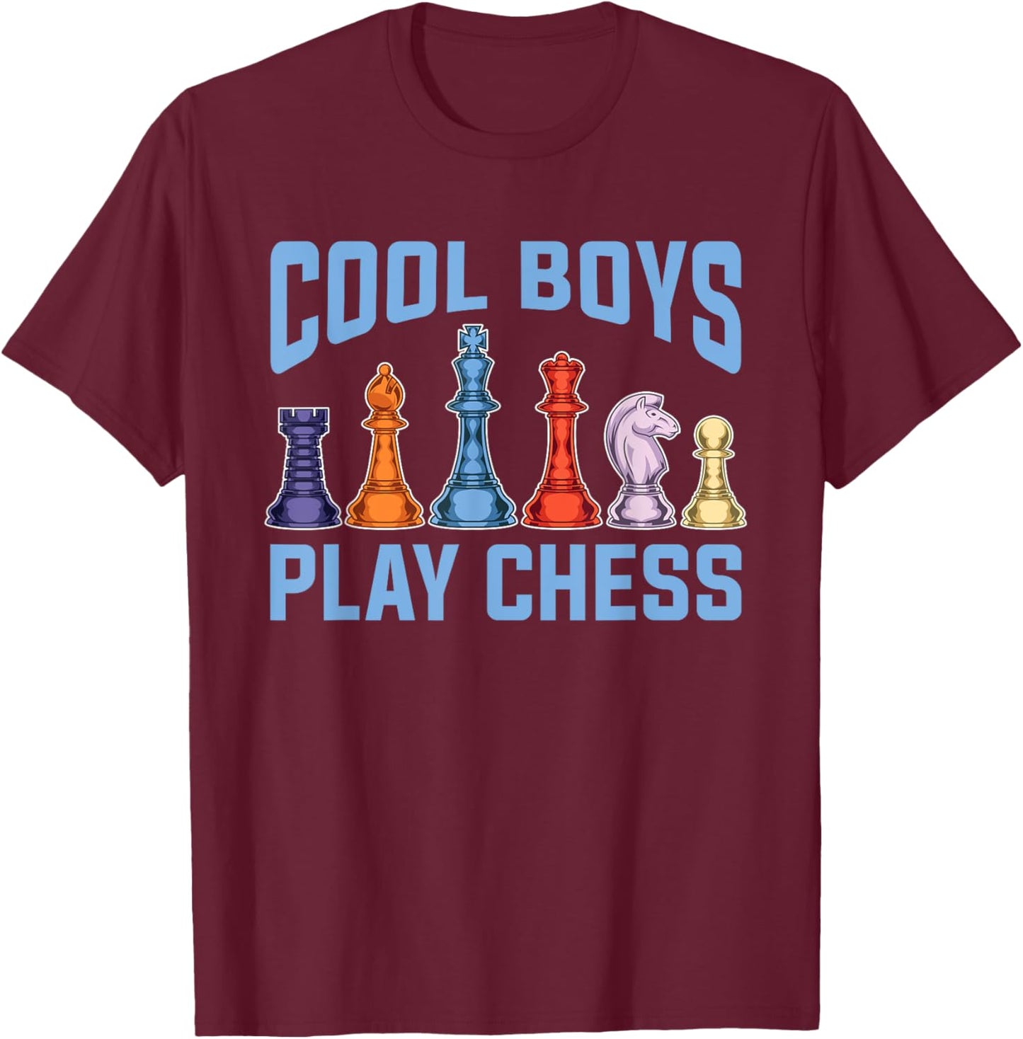 Farbenfrohe Schachfiguren Schachspieler Jungen Schach T-Shirt - T-Shirt | Maroon