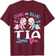Pink Or Blue Tia Loves You Baby Gender Reveal Keeper T-Shirt - T-Shirt | Maroon