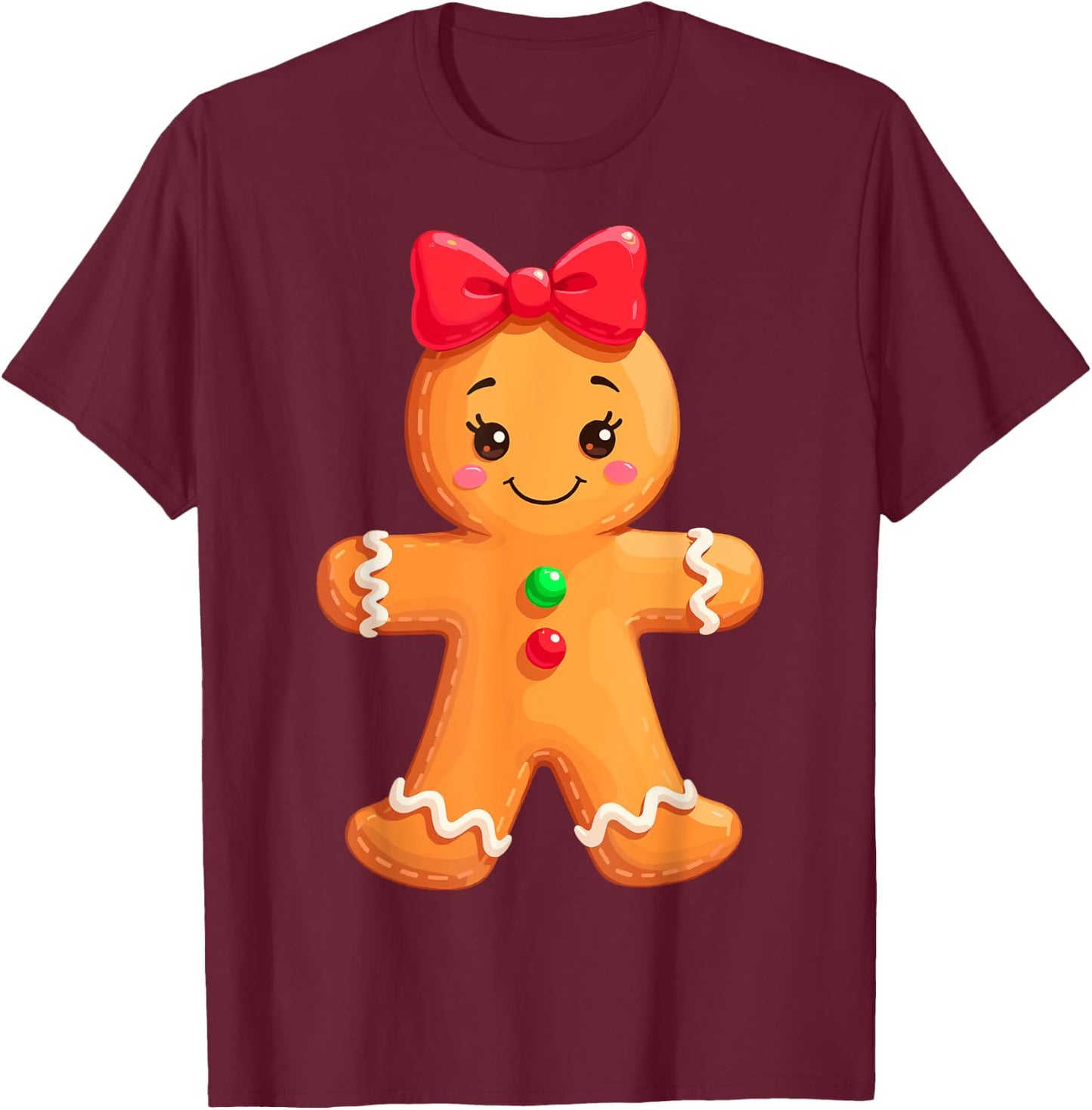 Funny Gingerbread Girl & Boy Christmas Couple Matching Girls T-Shirt - T-Shirt | Maroon