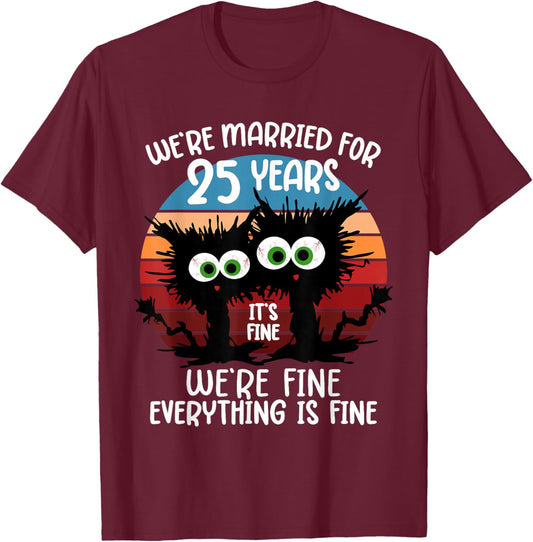 Silver Wedding We're Married for 25 Years T-Shirt - T-Shirt | Maroon