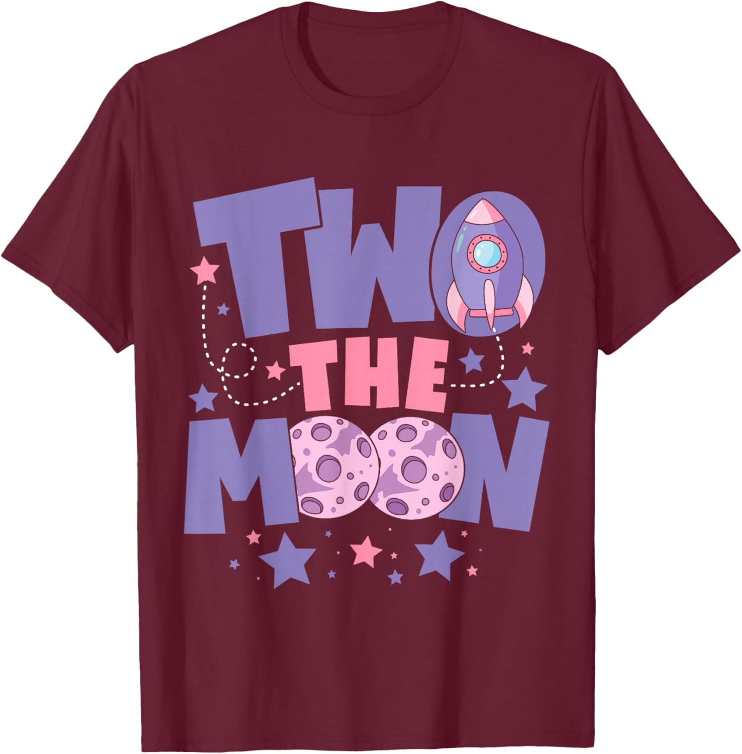 Two The Moon Birthday Outfit Girl 2 Year Old 2nd Birthday T-Shirt - T-Shirt | Maroon