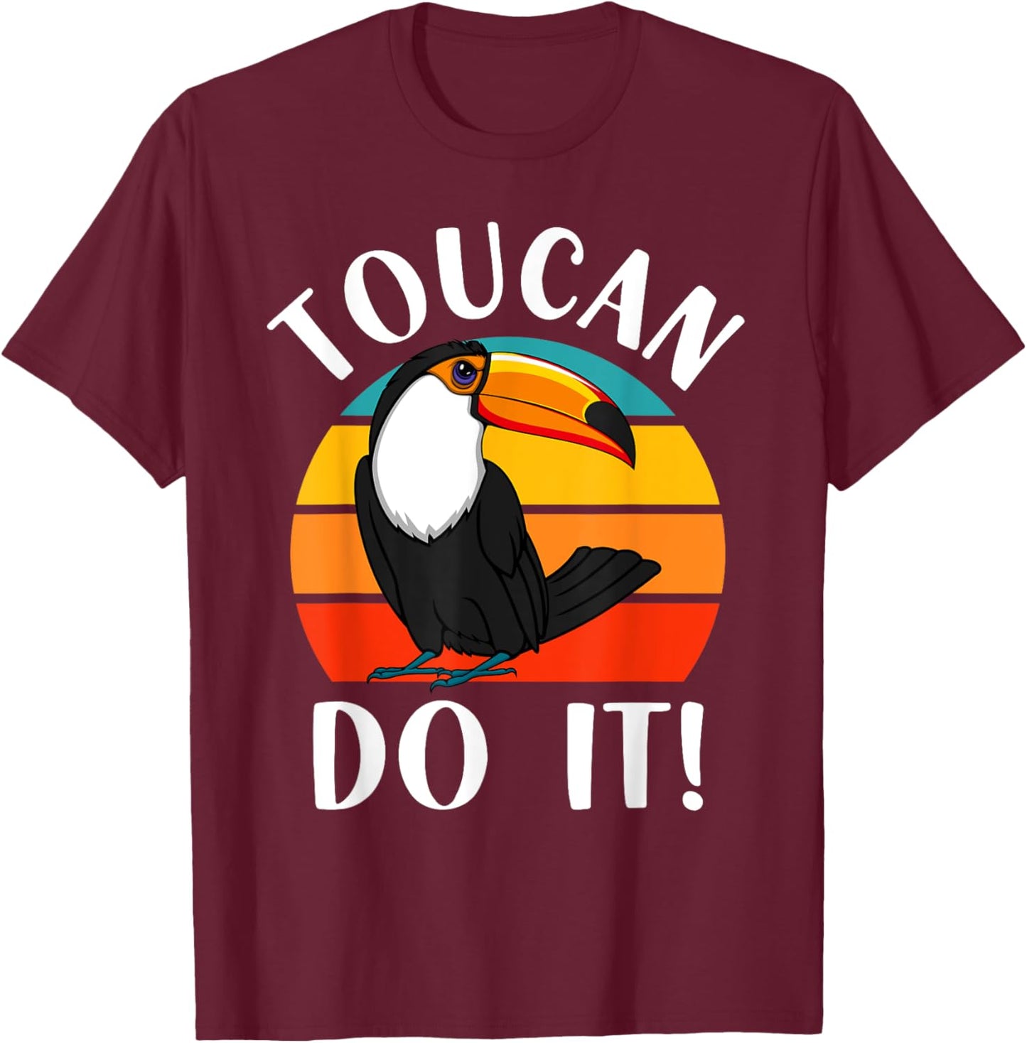 Funny Toucan Do It Tropical Bird Pun Retro Vintage Sunset T-Shirt - T-Shirt | Maroon