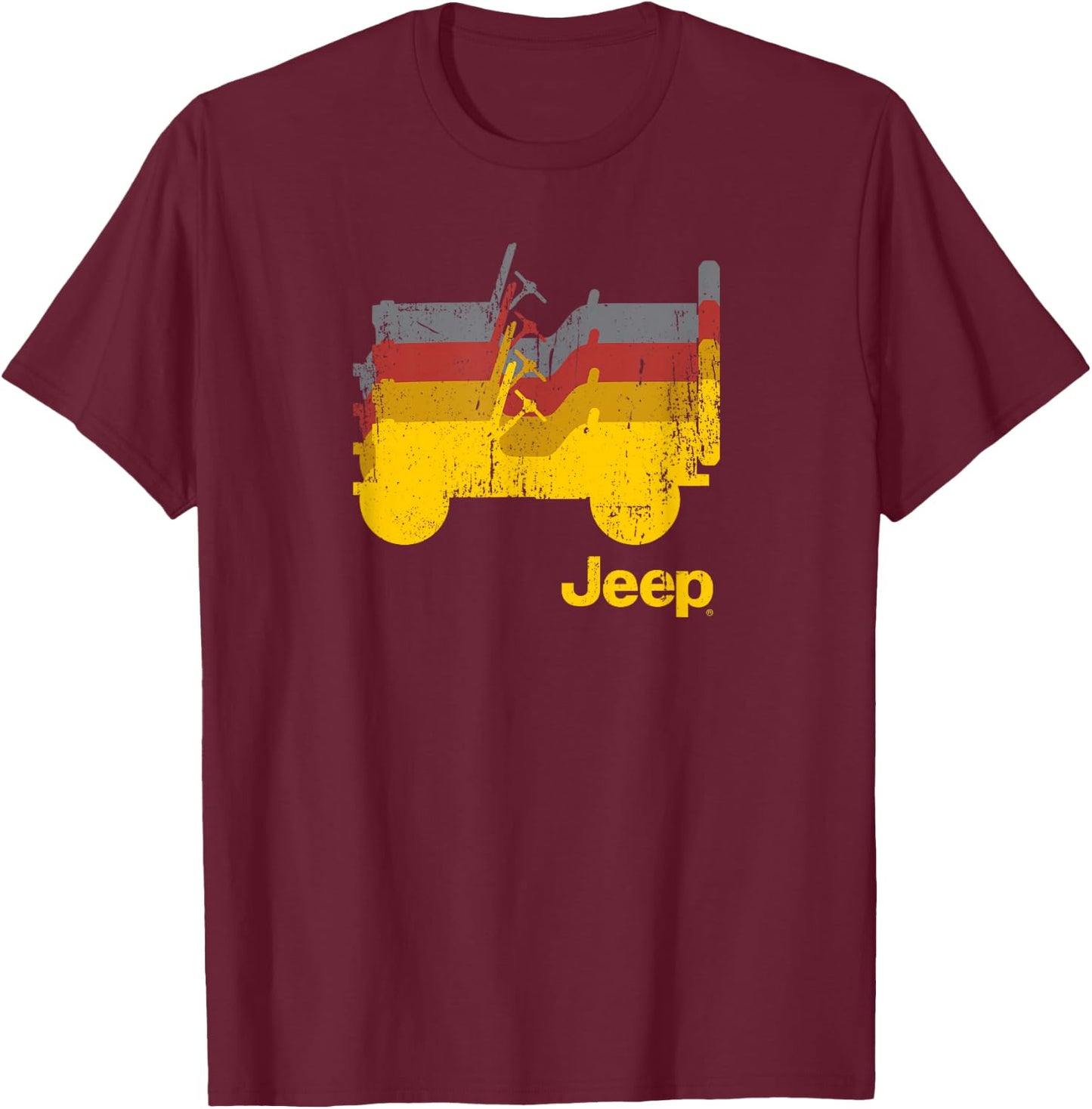Jeep Willys Repeating Profile T-Shirt - T-Shirt | Maroon