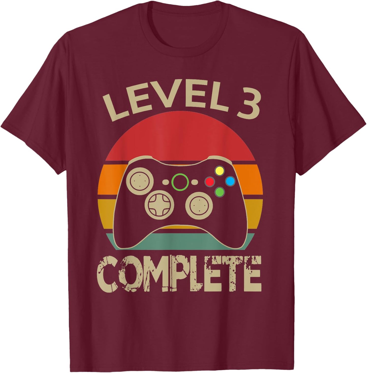 Level 3 Complete Vintage Retro 3rd Year Wedding Anniversary T-Shirt - T-Shirt | Maroon