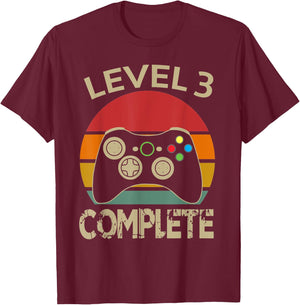 Level 3 Complete Vintage Retro 3rd Year Wedding Anniversary T-Shirt - T-Shirt | Maroon
