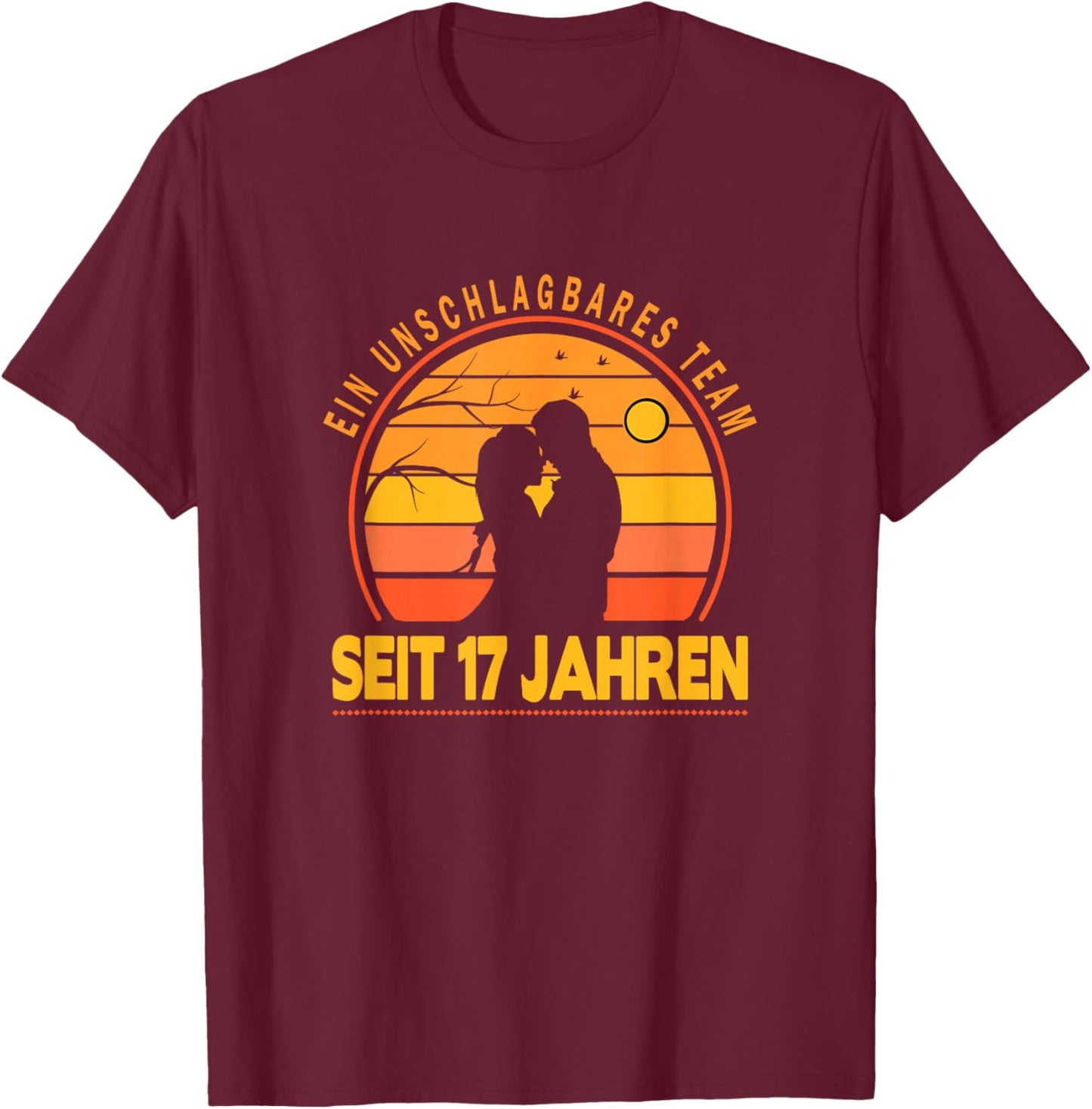 17. Hochzeitstag 17. Jahr Ehe Orchideenhochzeit Ehepaar T-Shirt - T-Shirt | Maroon