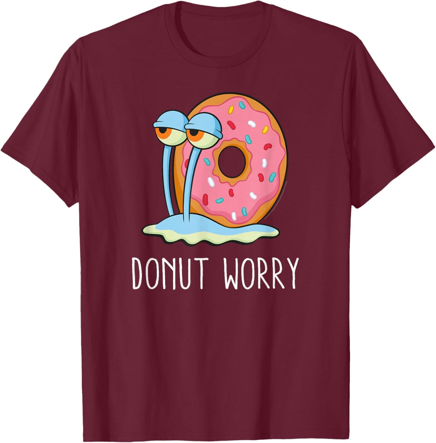 Spongebob Squarepants Donut Worry Gary T-Shirt - T-Shirt | Maroon
