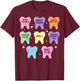 Happy Valentine Heart Teeth Dentist Dental Hygienist T-Shirt - T-Shirt | Maroon