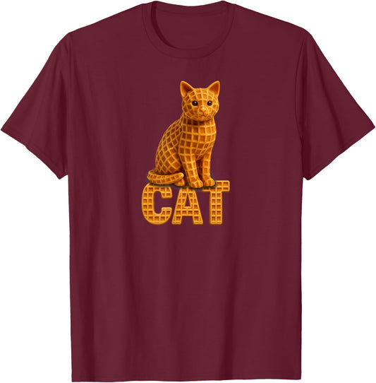 Waffle Cat Funny Kids Men Women T-Shirt - T-Shirt | Maroon