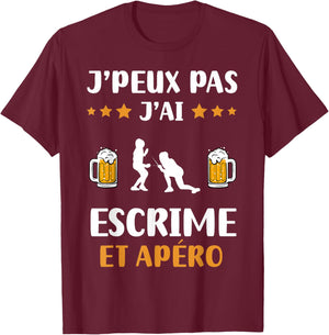 Je peux pas j'ai fencing et apéro humour fencing T-Shirt - T-Shirt | Maroon