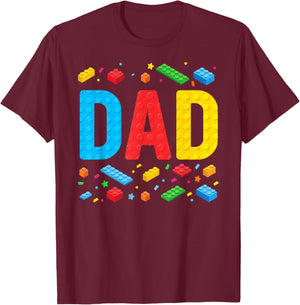 Dad Master Builder Building Bricks Blocks Family Fathers Day T-Shirt - T-Shirt | Maroon