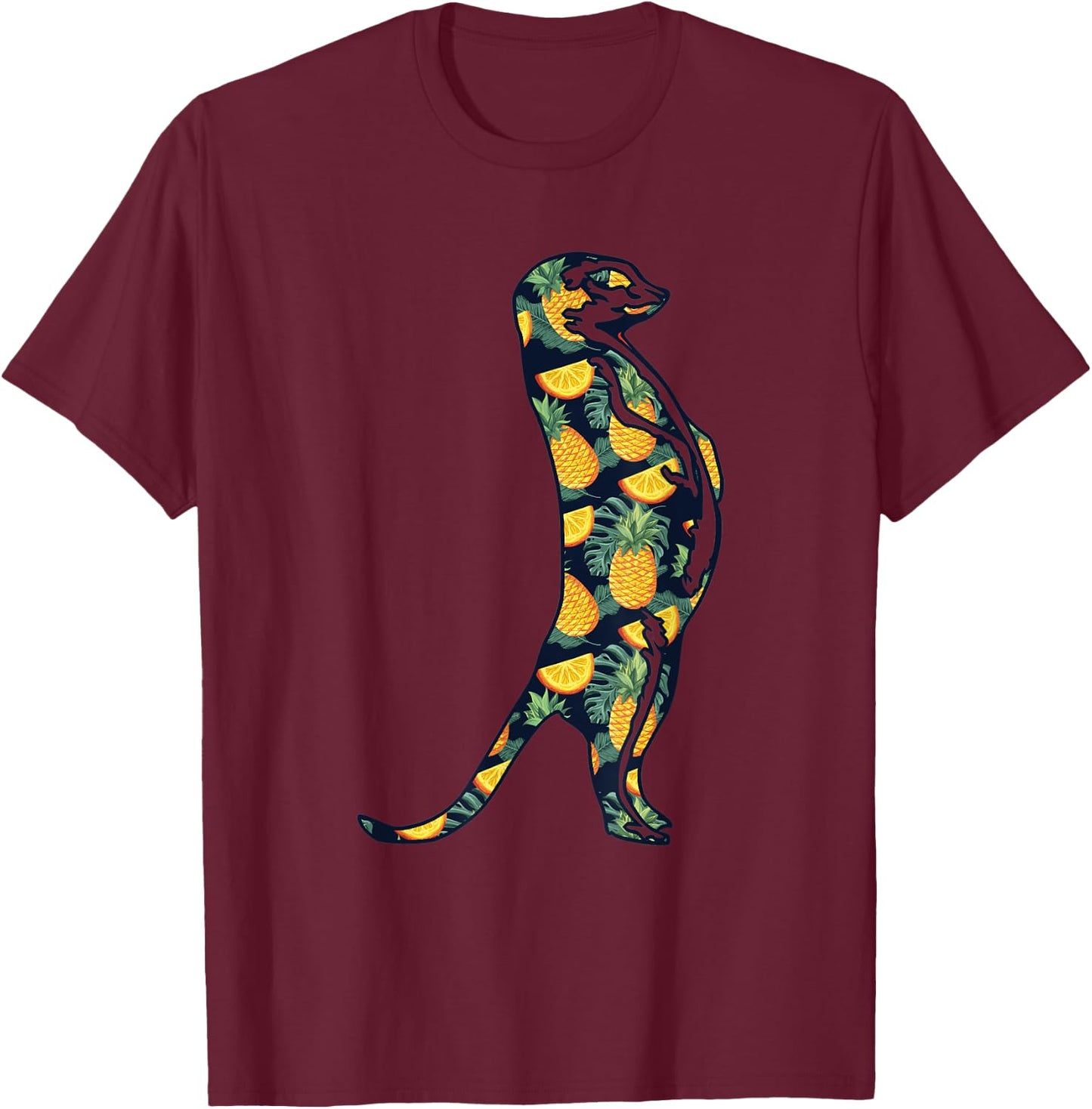 Pineapple Hawaiian Meerkat Women Men Print Mierkat Girl Gift T-Shirt - T-Shirt | Maroon