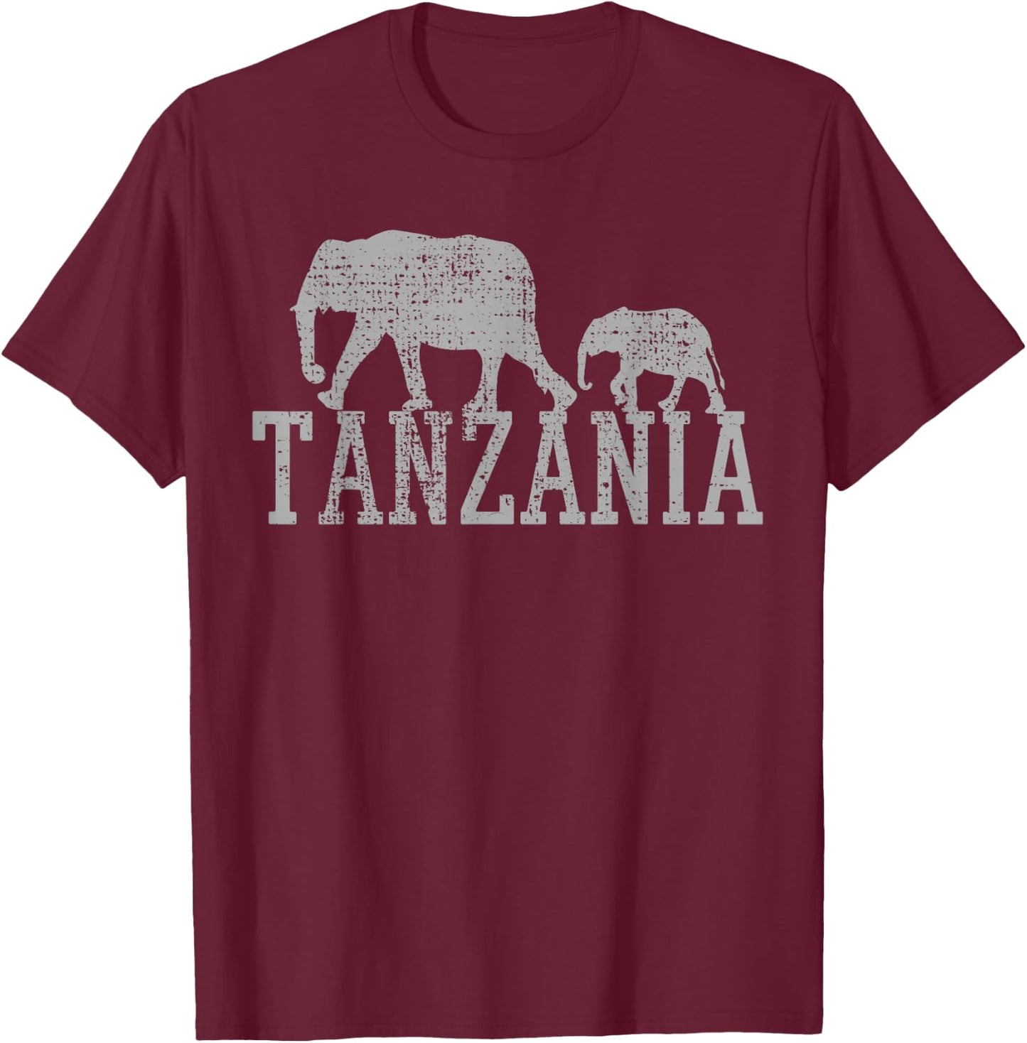 Elephant Family Baby Dad Africa Tanzania Vintage T-Shirt - T-Shirt | Maroon