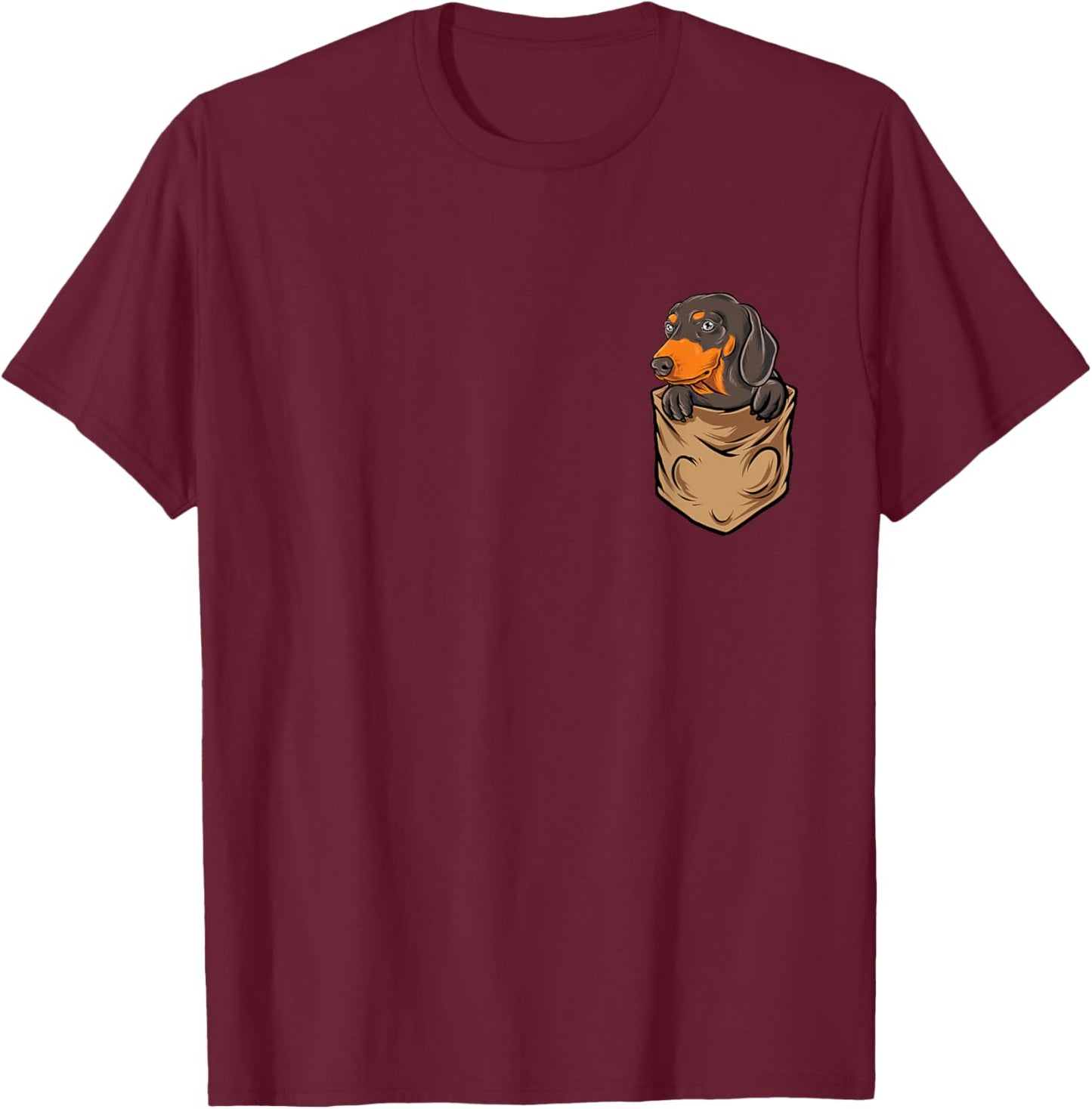 Dachshund In A Pocket - Dog Lover Animal Pet Breeder Women Girls Kids T-Shirt - T-Shirt | Maroon