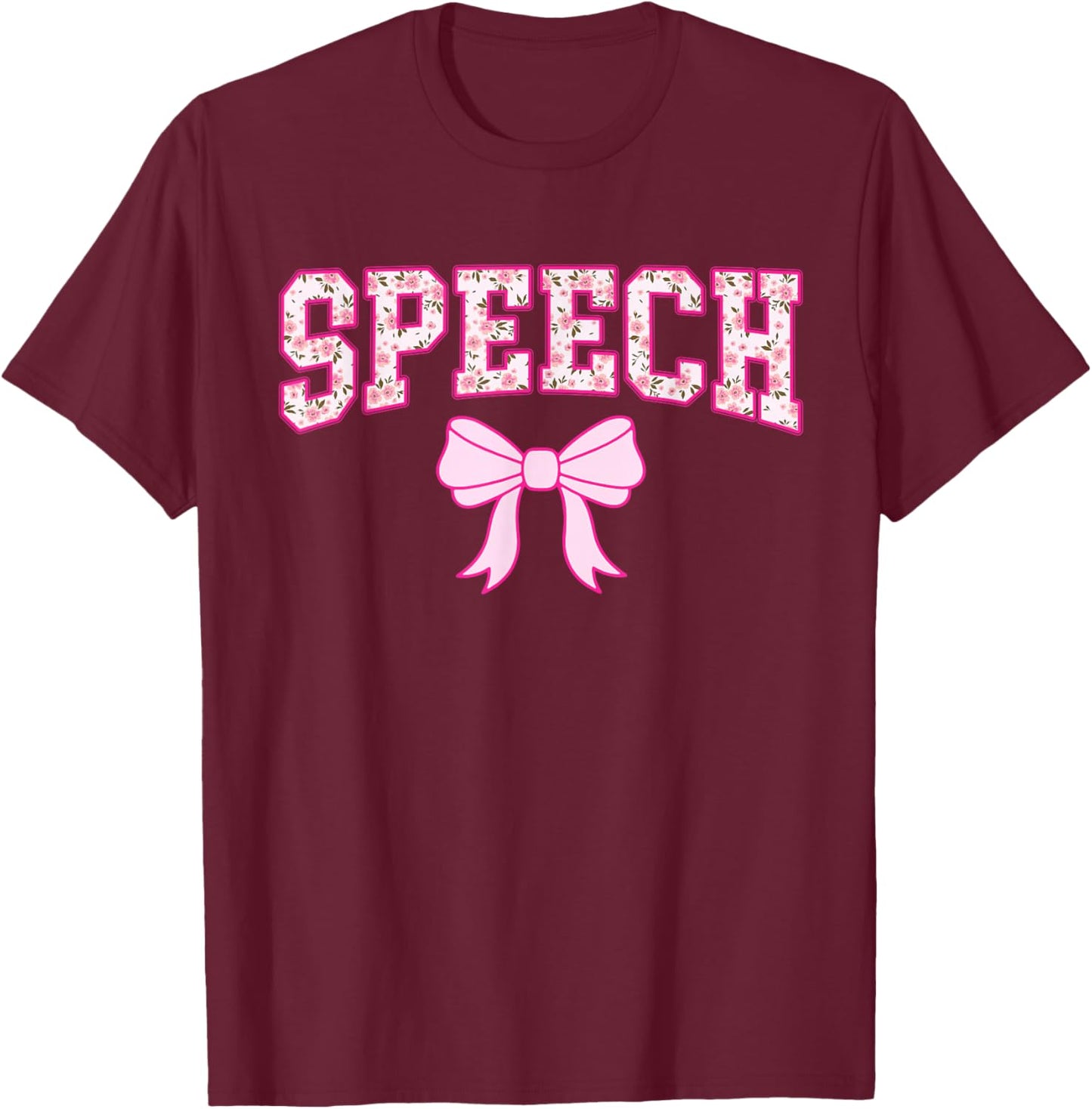 Coquette Bow Speech Language Pathologist SLP Aesthetic Bow T-Shirt - T-Shirt | Maroon