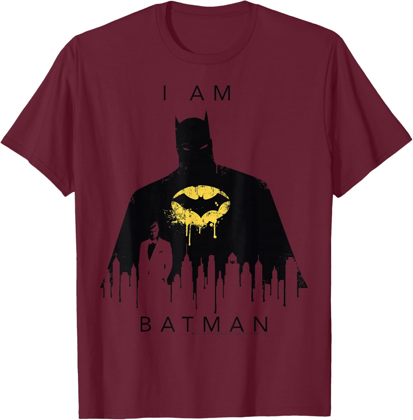 DC Comics I Am Batman Skyline Poster T-Shirt - T-Shirt | Maroon