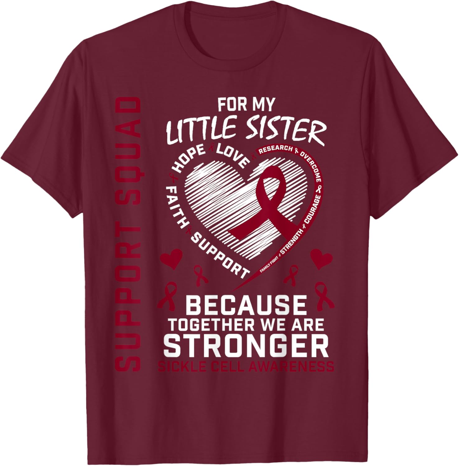 Sickle Cell Awareness Shirt Little Sister Group Shirts T-Shirt - T-Shirt | Maroon