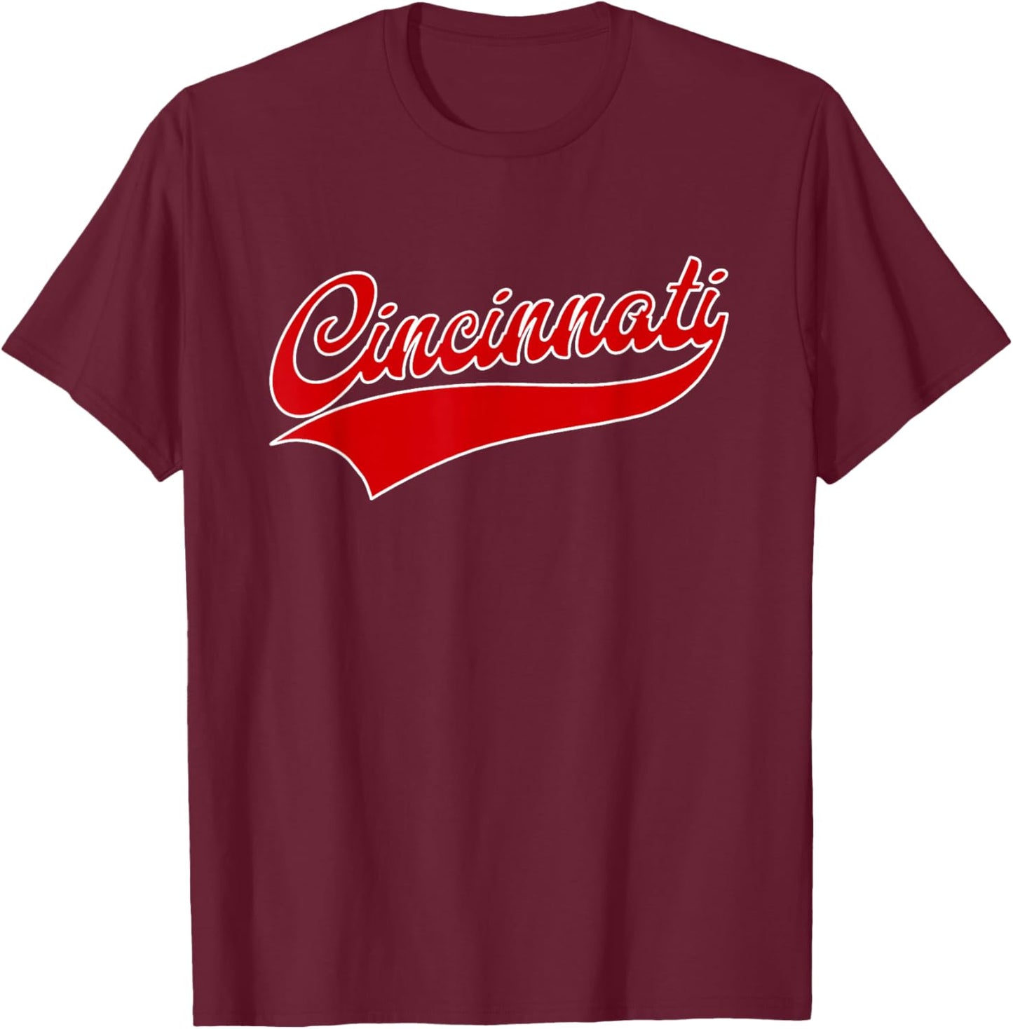 Cincinnati - Athletic Throwback Design Print - Classic T-Shirt - T-Shirt | Maroon