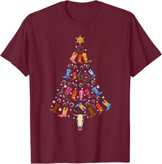 Funny Cowboy Gift Men Women Kids Ugly Christmas Cowboy T-Shirt - T-Shirt | Maroon