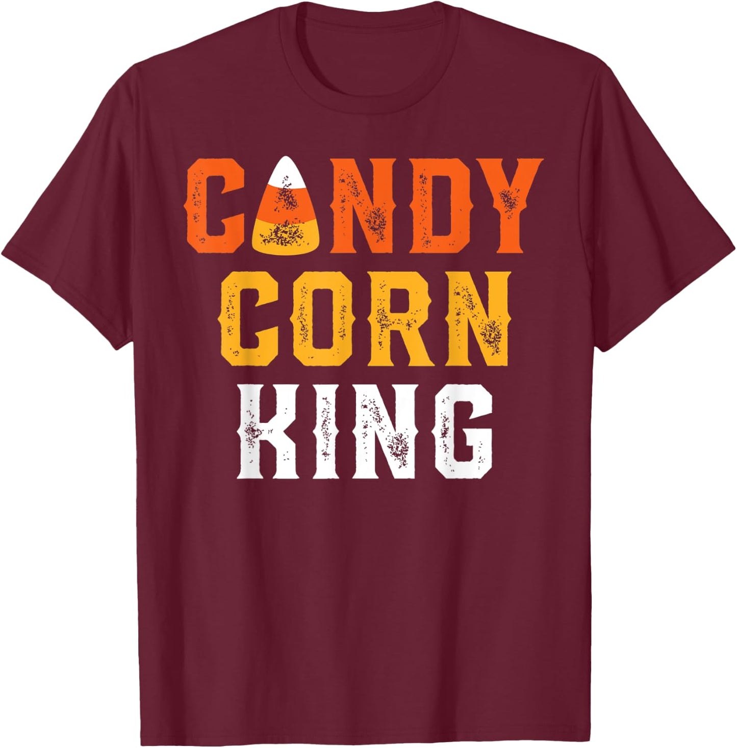 Halloween Candy Corn King Funny Retro T-Shirt - T-Shirt | Maroon