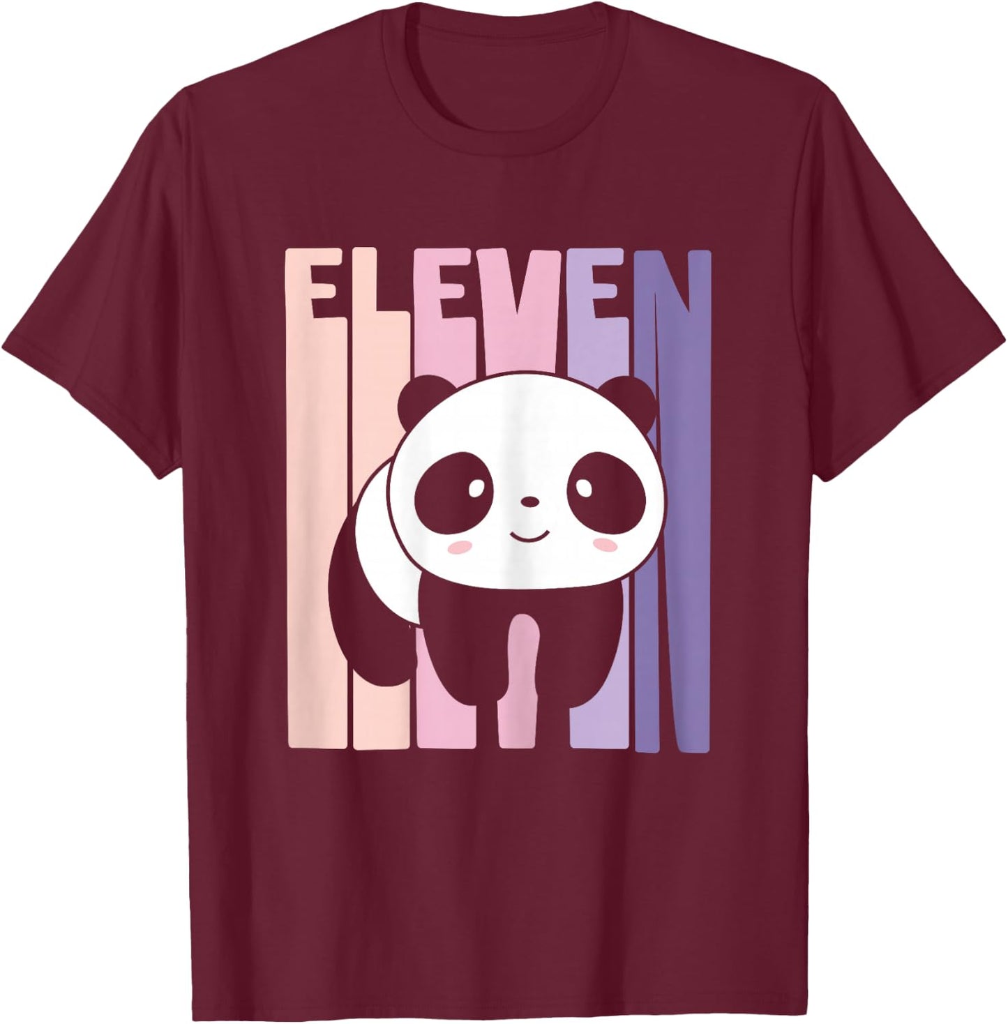 11th Birthday Girl Cute Panda Panda Bear 11 Years Old T-Shirt - T-Shirt | Maroon