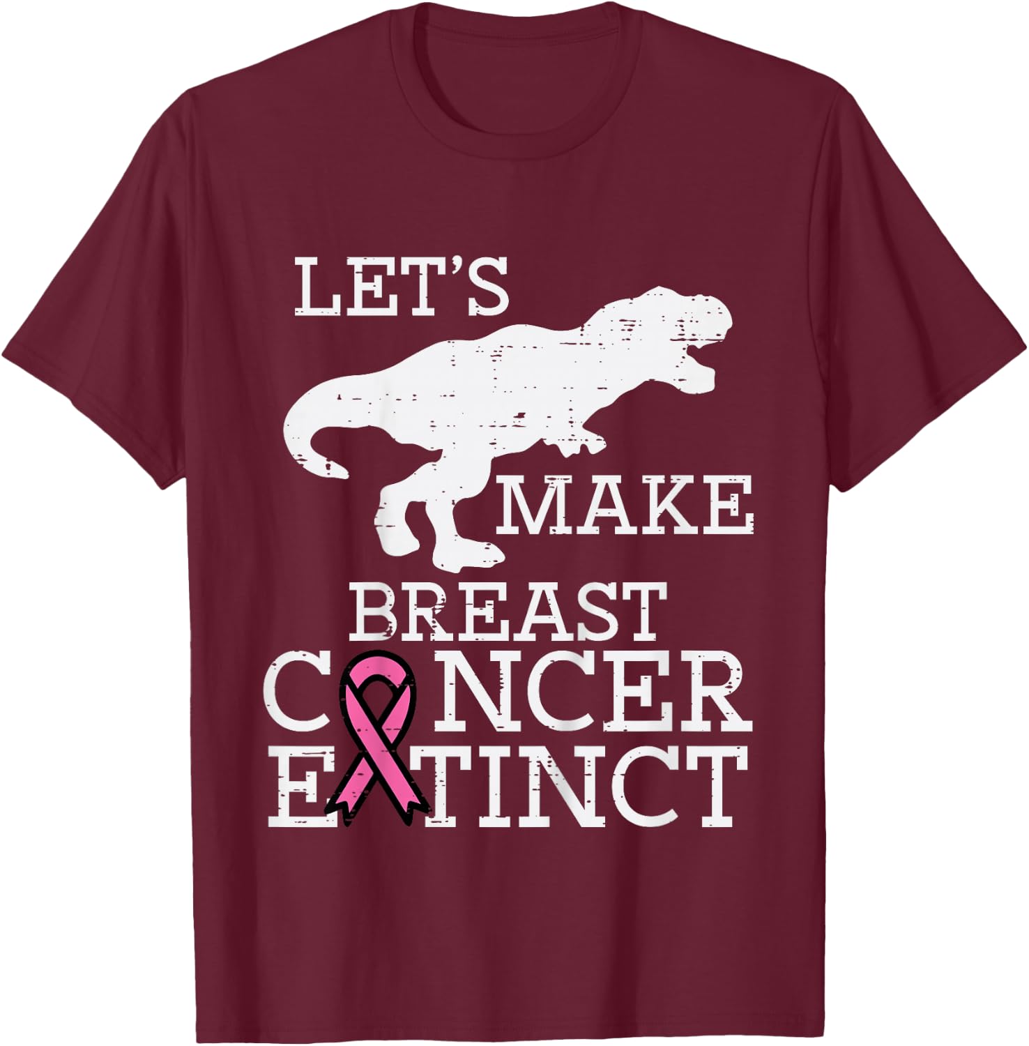 Kids Extinct Dino Trex Breast Cancer Awareness Kids Toddler Boys T-Shirt - T-Shirt | Maroon