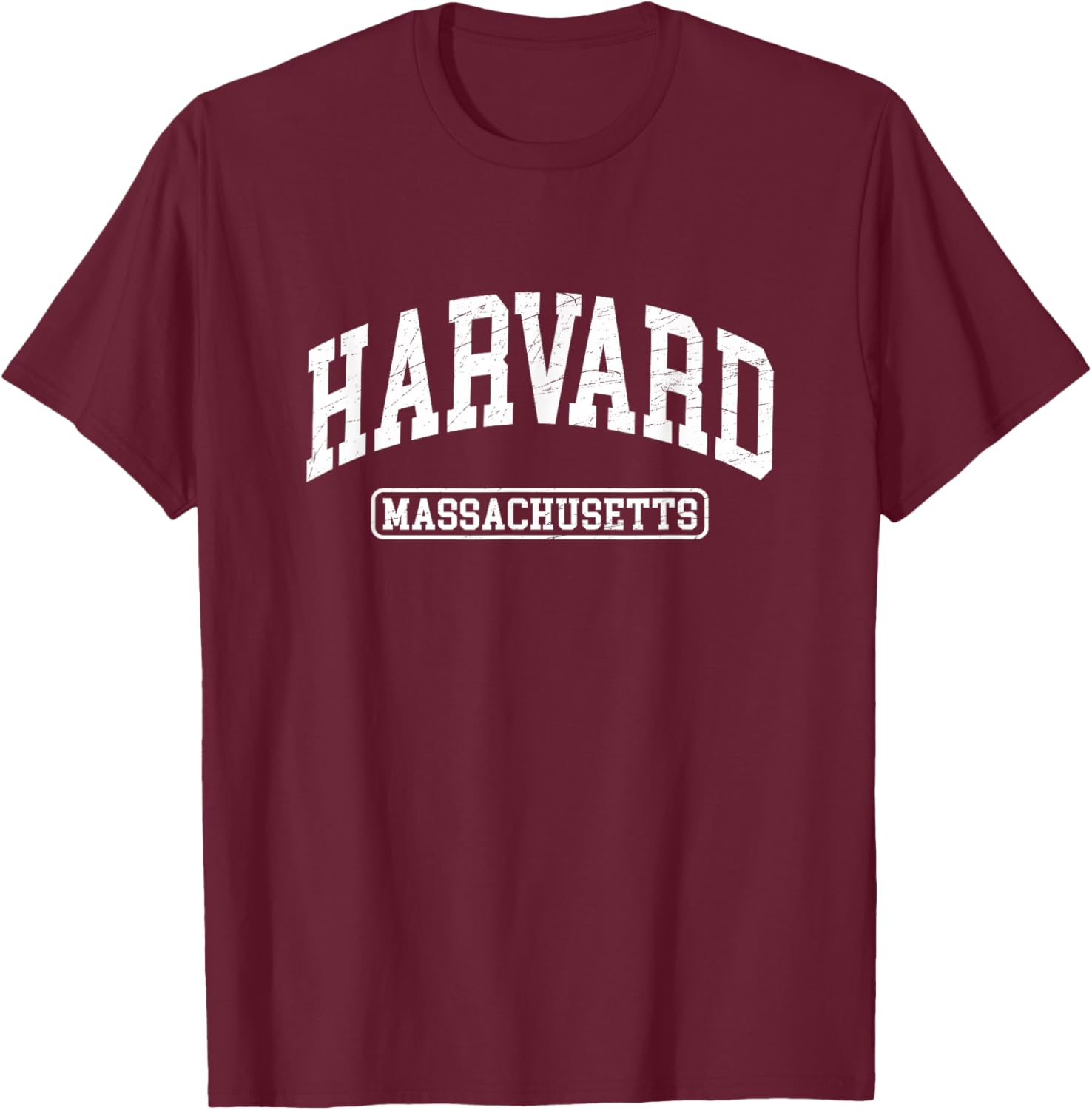 Harvard Massachusetts - Distressed Design - Classic T-Shirt - T-Shirt | Maroon