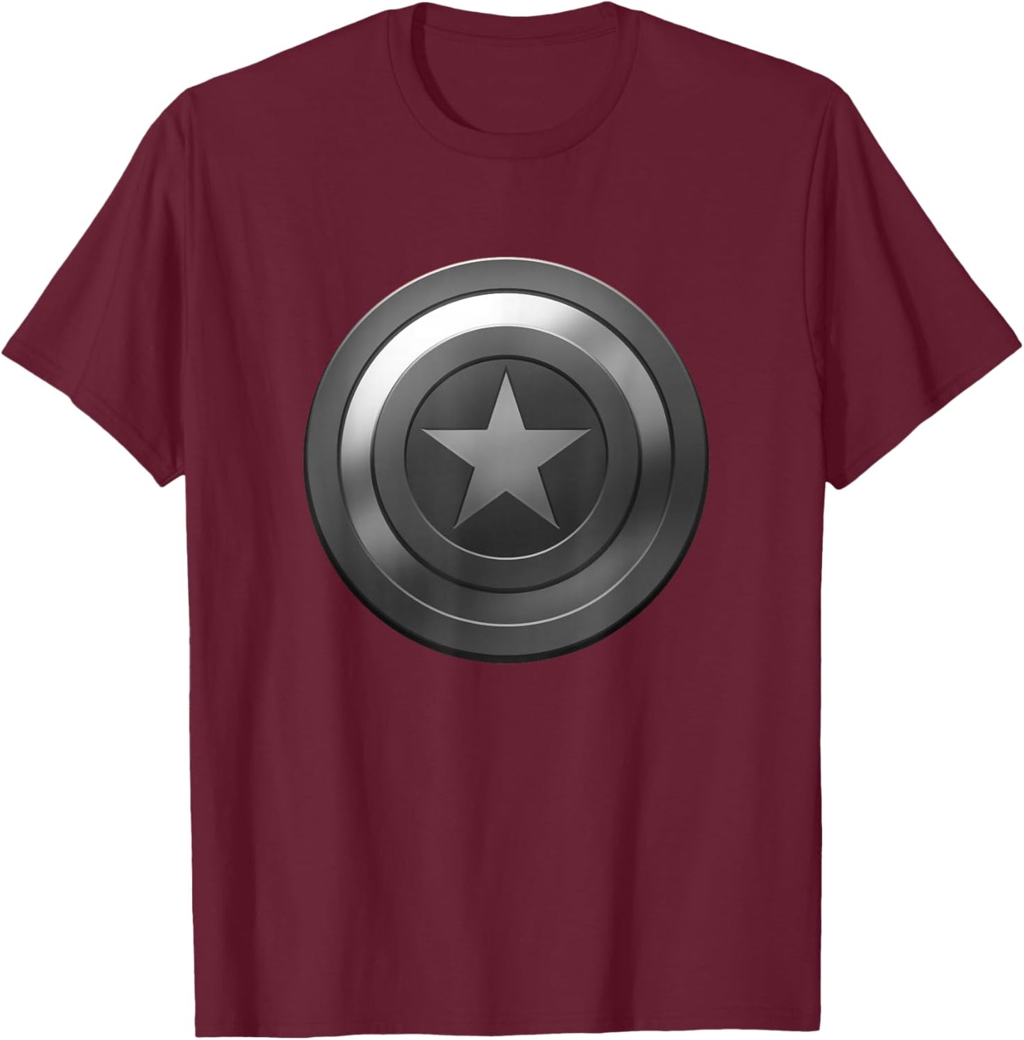Marvel Comics Retro Classic Captain America Grayscale Shield T-Shirt - T-Shirt | Maroon