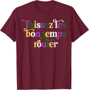 Laissez Les Bon Temps Rouler Happy Mardi Gras Fleur De Lis T-Shirt - T-Shirt | Maroon