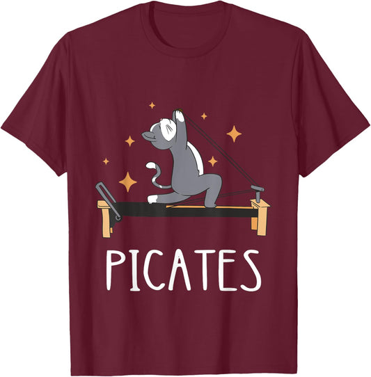 Pilates Cat Pilates Workout Pilates Fitness Instructor Women Kids T-Shirt - T-Shirt | Maroon