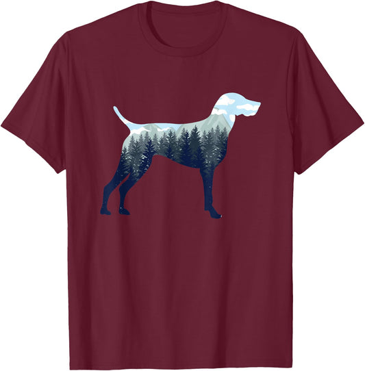 German Shorthair Pointer Mom Nature Lover Silhouette T-Shirt - T-Shirt | Maroon