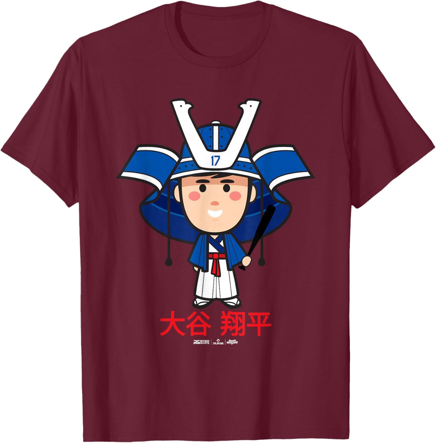 Shohei Ohtani Los Angeles Baseball Samurai (Japanese) MLBPA T-Shirt - T-Shirt | Maroon
