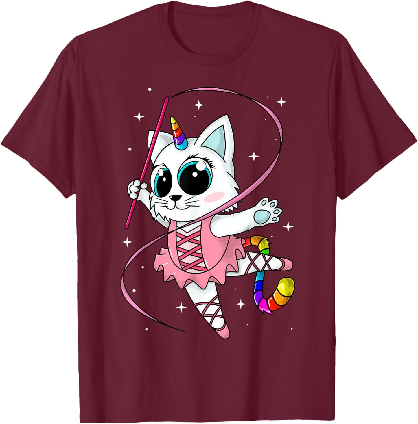 Unicorn Cat Cati Corn Kittycorn Cute Kitty Rainbow Girl Gift T-Shirt - T-Shirt | Maroon