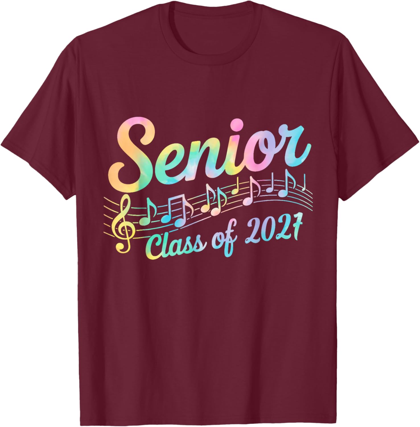 2027 Senior Choir Band Orchestra Class of 2027 Music Notes T-Shirt - T-Shirt | Maroon