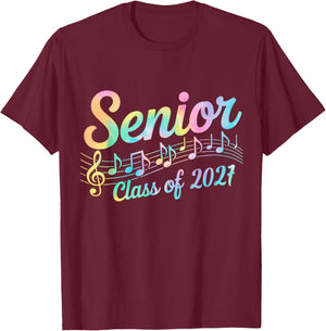2027 Senior Choir Band Orchestra Class of 2027 Music Notes T-Shirt - T-Shirt | Maroon