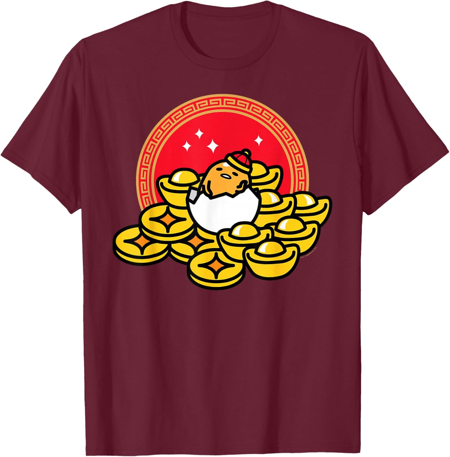 Gudetama The Lazy Egg Happy Lunar New Year T-Shirt - T-Shirt | Maroon