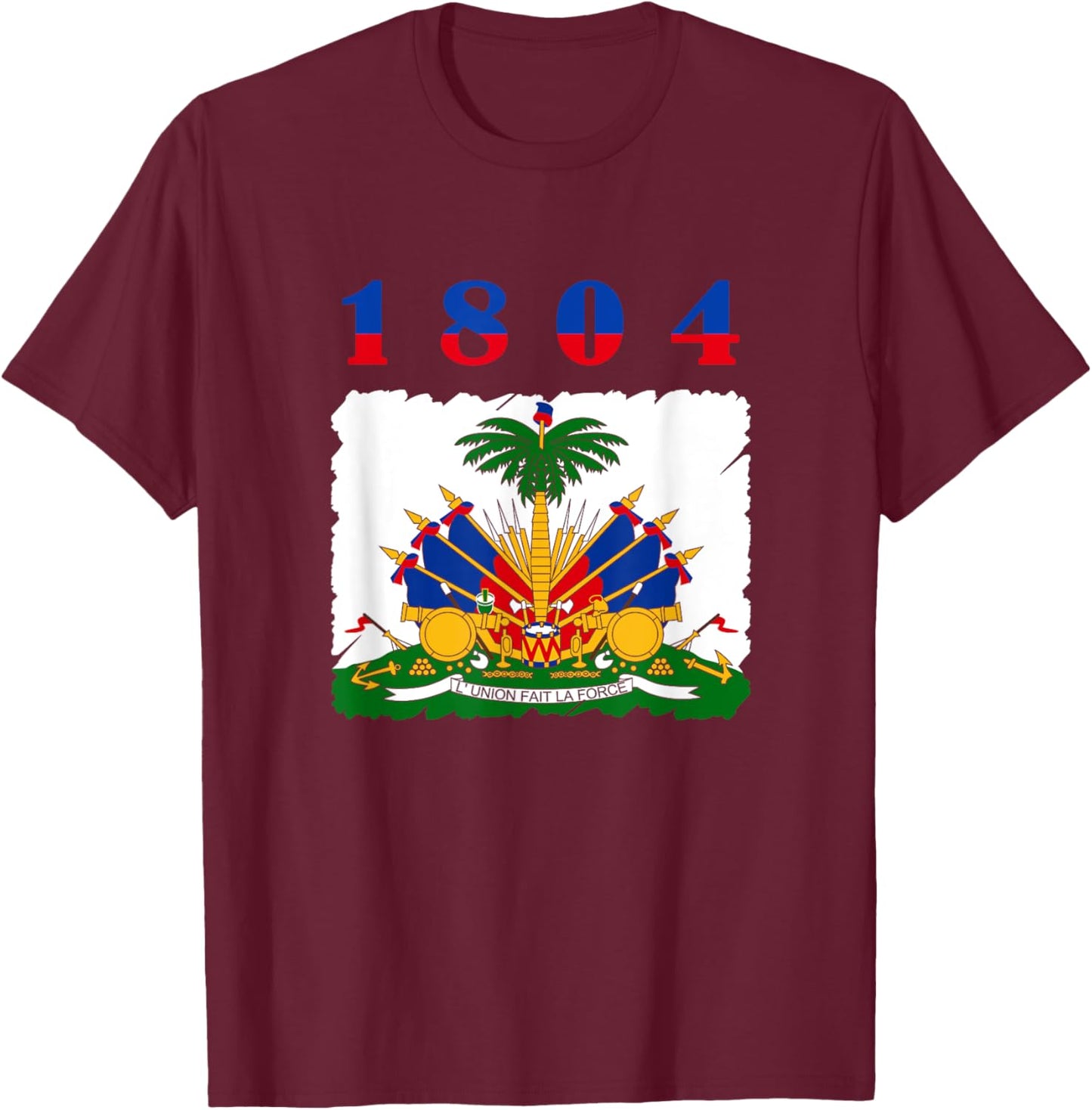 Haiti Flag Symbol Pride Roots Haitian 1804 T-Shirt - T-Shirt | Maroon