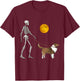 Shetland Sheepdog Skeleton Dog Walking Halloween Costume T-Shirt - T-Shirt | Maroon