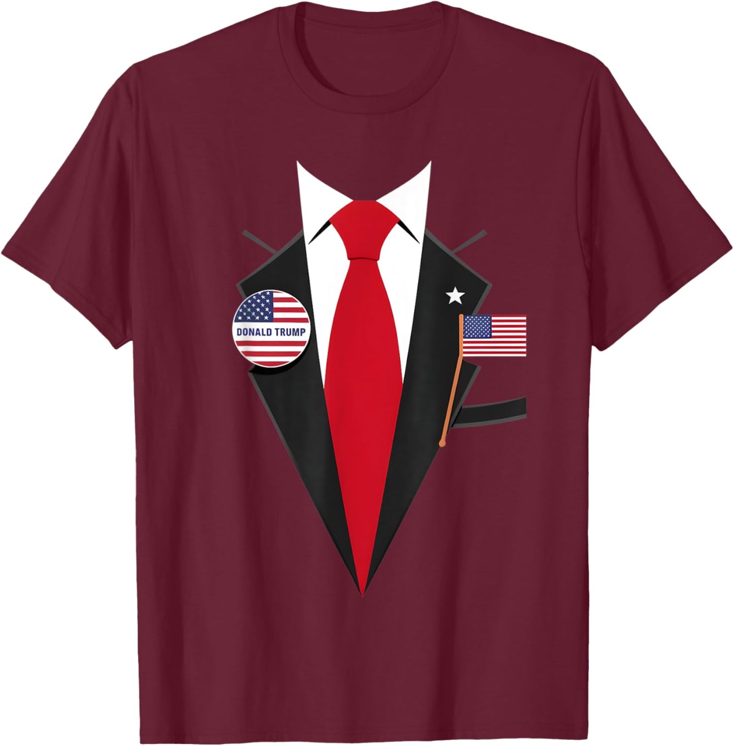 Donald Trump Suit and Tie Halloween Costume T-Shirt - T-Shirt | Maroon