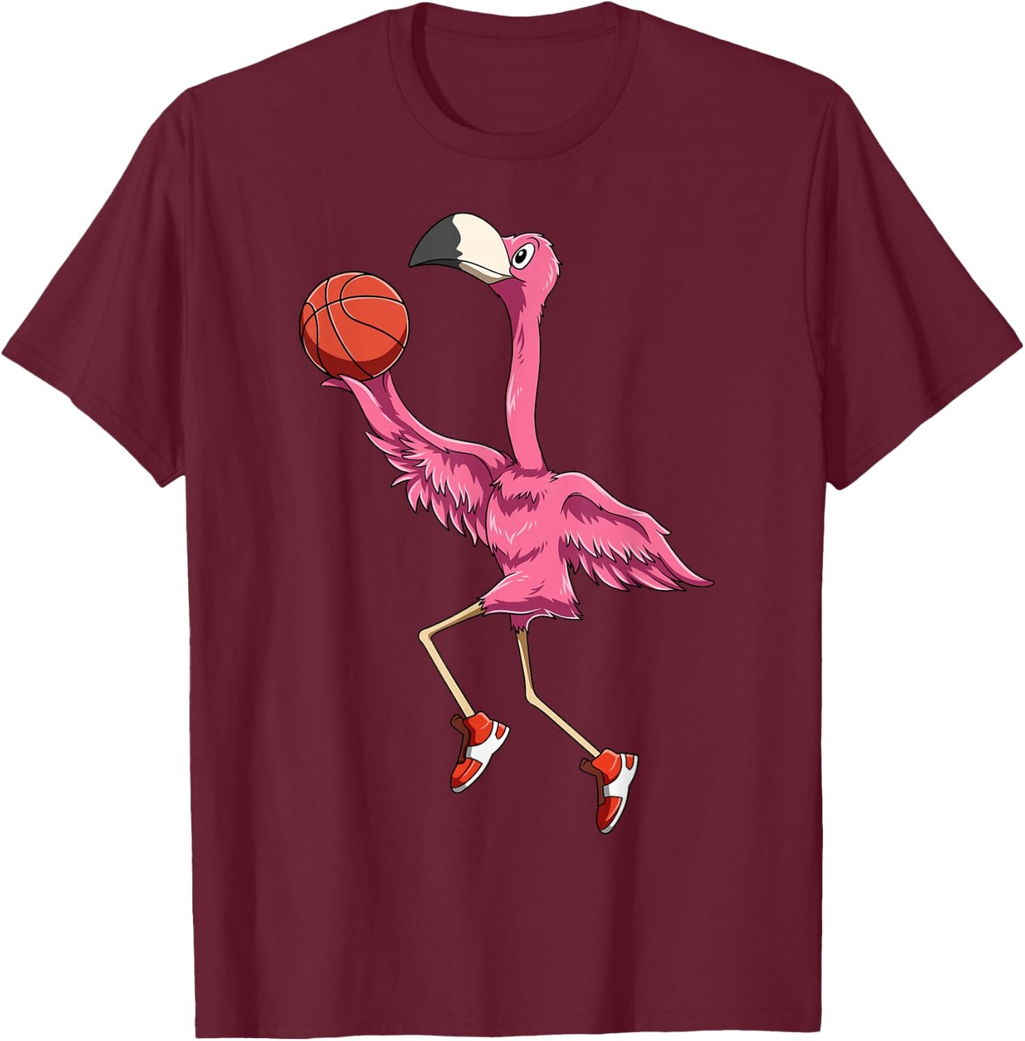 Flamingo Basketball Flamingo Playing Basketball Flamingo T-Shirt - T-Shirt | Maroon