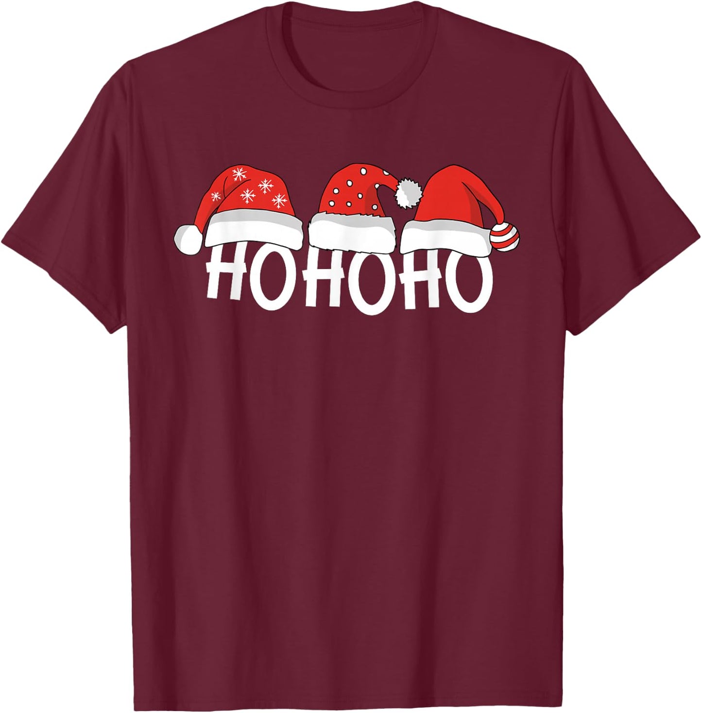 Ho Ho Ho Christmas T-Shirt - T-Shirt | Maroon